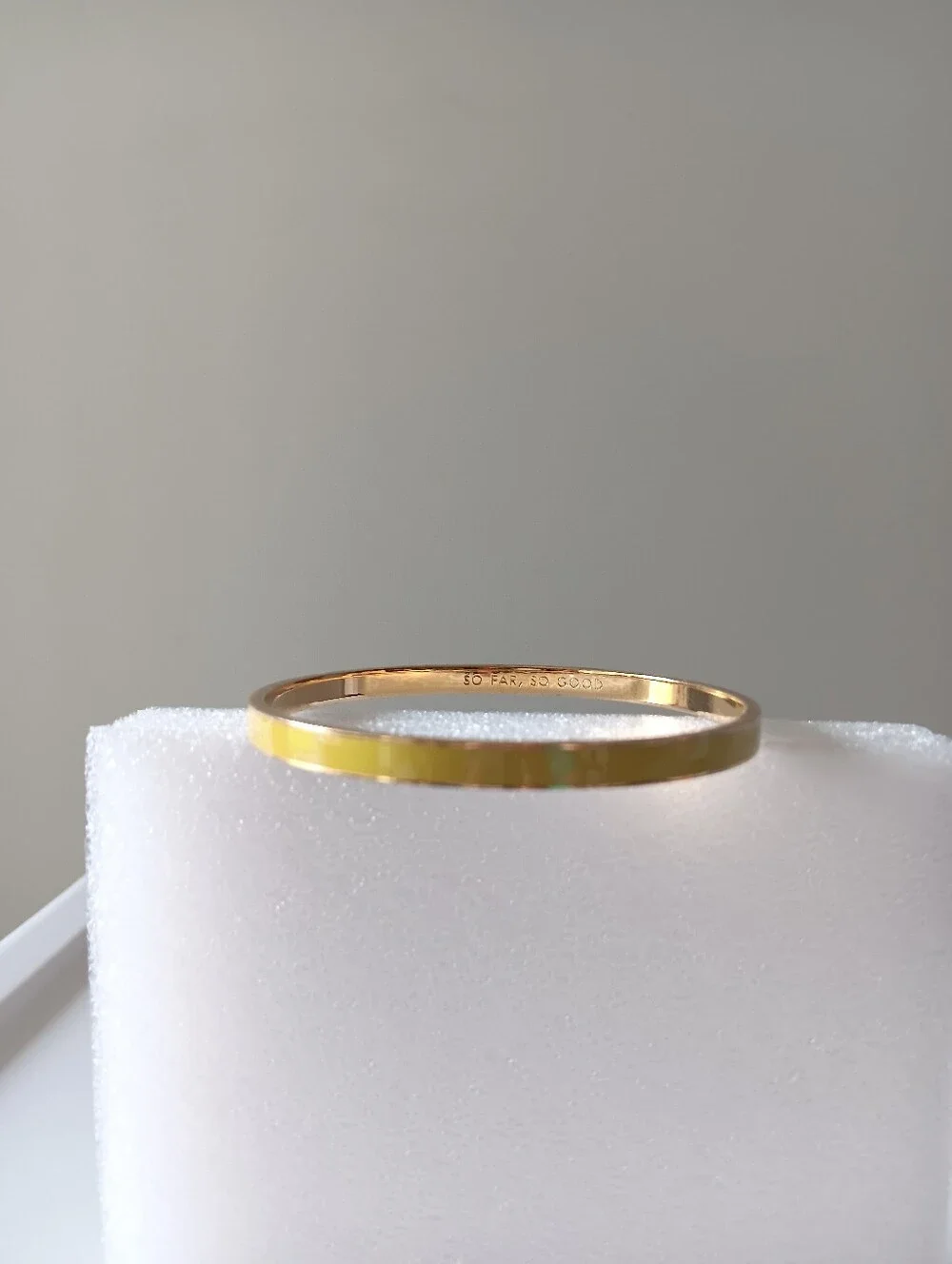 Kate Spade So Far So Good Enamel Bangle Bracelet Yellow Gold 2.5